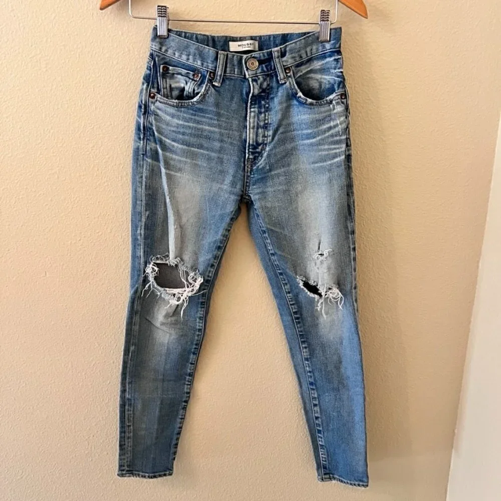 Moussy Vintage Latrobe Distressed Busted Knees‎ Denim Jeans 25‌